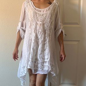 White Floral Gabriella Dress Made In Italy One Size